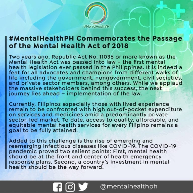  MentalHealthPH Commemorates The Passage Of The Mental Health Act Of